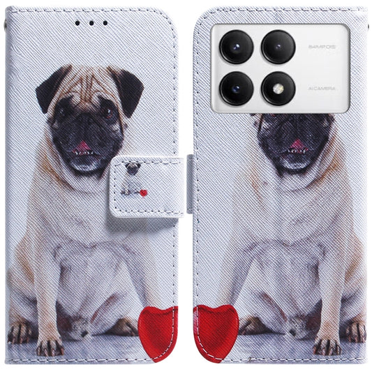 For Xiaomi Redmi K70 Pro / K70 Coloured Drawing Flip Leather Phone Case(Pug) by buy2fix