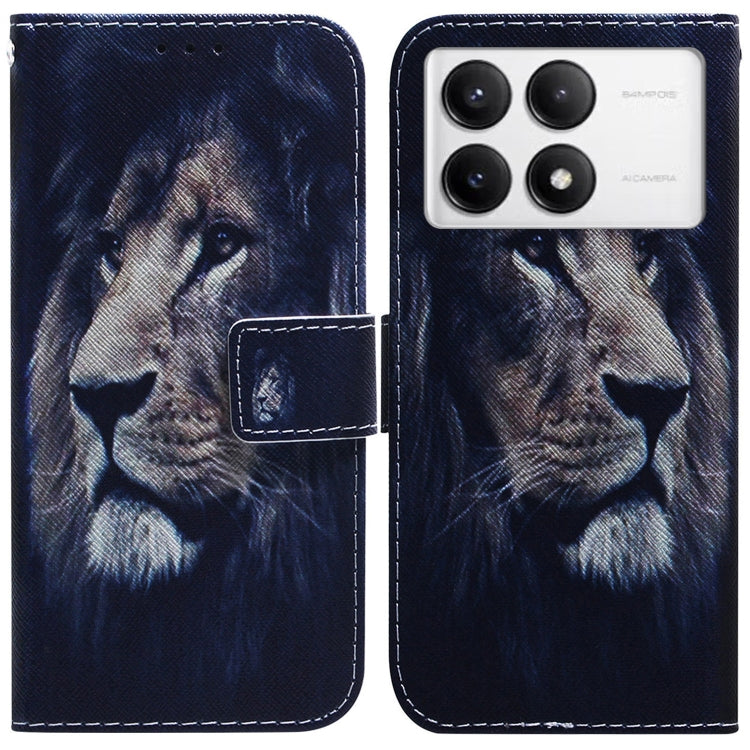 For Xiaomi Redmi K70 Pro / K70 Coloured Drawing Flip Leather Phone Case(Lion) by buy2fix