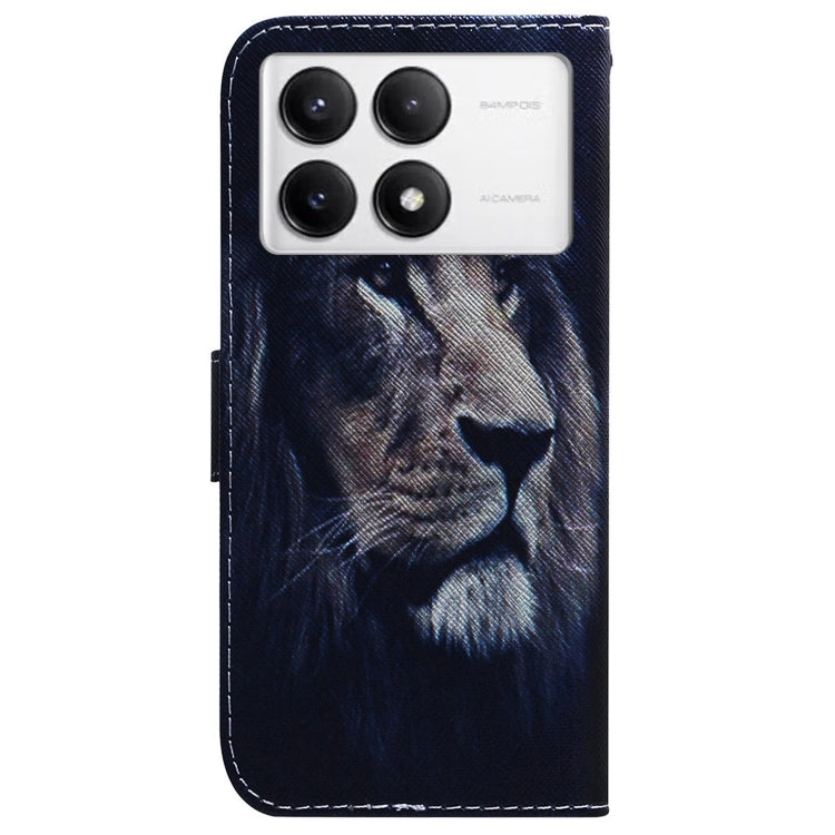For Xiaomi Redmi K70 Pro / K70 Coloured Drawing Flip Leather Phone Case(Lion) by buy2fix