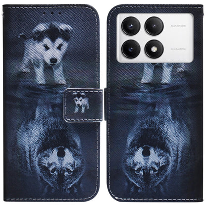 For Xiaomi Redmi K70 Pro / K70 Coloured Drawing Flip Leather Phone Case(Wolf and Dog) by buy2fix