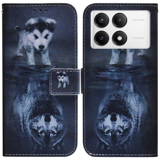 For Xiaomi Redmi K70 Pro / K70 Coloured Drawing Flip Leather Phone Case(Wolf and Dog) by buy2fix