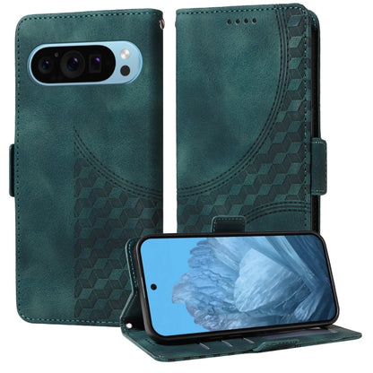 For Google Pixel 9 / 9 Pro Embossed Rhombus Starry Leather Phone Case(Green) by buy2fix