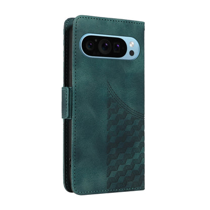 For Google Pixel 9 / 9 Pro Embossed Rhombus Starry Leather Phone Case(Green) by buy2fix
