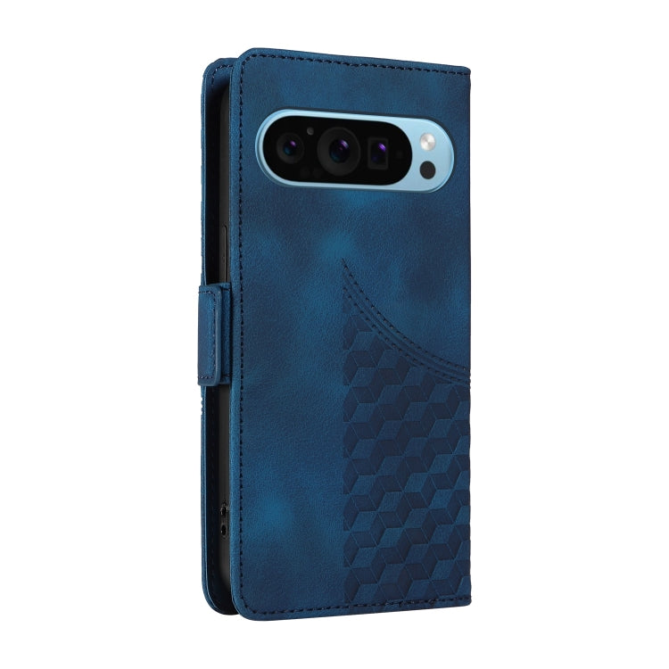 For Google Pixel 9 / 9 Pro Embossed Rhombus Starry Leather Phone Case(Blue) by buy2fix