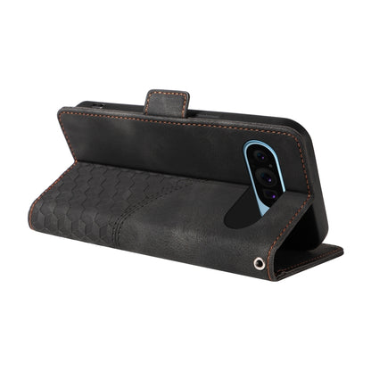 For Google Pixel 9 / 9 Pro Embossed Rhombus Starry Leather Phone Case(Black) by buy2fix