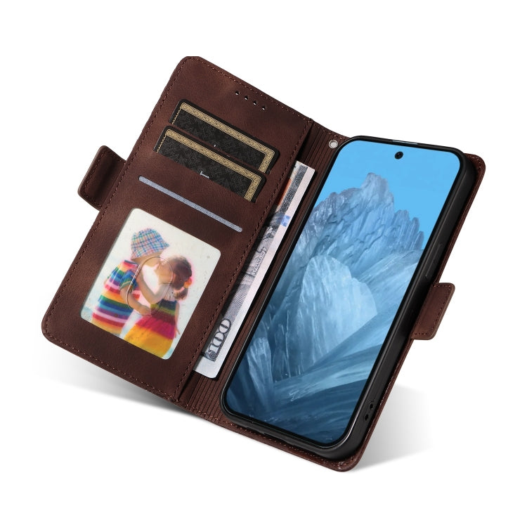 For Google Pixel 9 / 9 Pro Embossed Rhombus Starry Leather Phone Case(Brown) by buy2fix