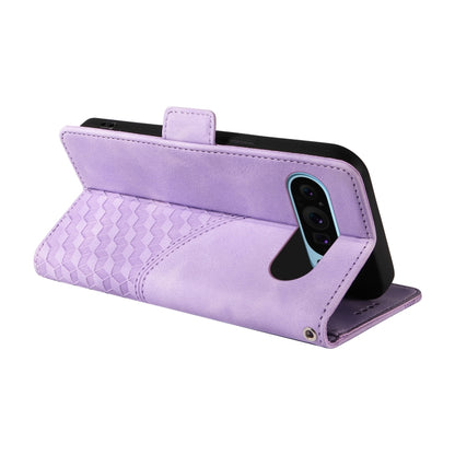 For Google Pixel 9 / 9 Pro Embossed Rhombus Starry Leather Phone Case(Purple) by buy2fix