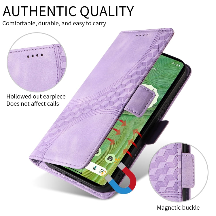 For Google Pixel 9 / 9 Pro Embossed Rhombus Starry Leather Phone Case(Purple) by buy2fix
