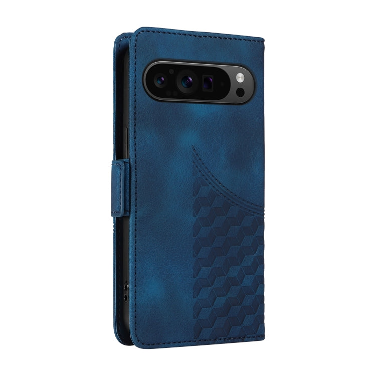 For Google Pixel 9 Pro XL Embossed Rhombus Starry Leather Phone Case(Blue) by buy2fix