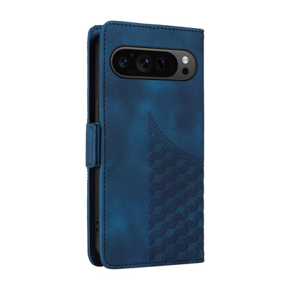 For Google Pixel 9 Pro XL Embossed Rhombus Starry Leather Phone Case(Blue) by buy2fix