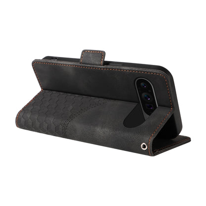 For Google Pixel 9 Pro XL Embossed Rhombus Starry Leather Phone Case(Black) by buy2fix