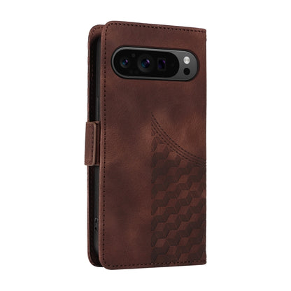 For Google Pixel 9 Pro XL Embossed Rhombus Starry Leather Phone Case(Brown) by buy2fix