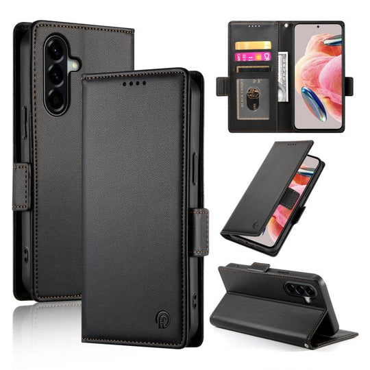 For Samsung Galaxy A37 5G Side Buckle Magnetic Frosted Leather Phone Case(Black)