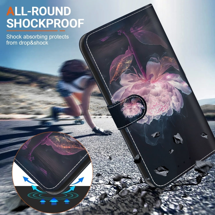 For Xiaomi Redmi K70 Pro / K70 Crystal Texture Colored Drawing Leather Phone Case(Purple Peony) by buy2fix