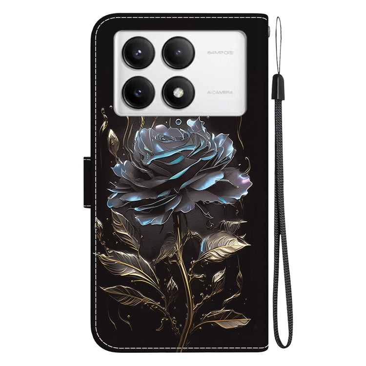 For Xiaomi Redmi K70 Pro / K70 Crystal Texture Colored Drawing Leather Phone Case(Black Rose) by buy2fix
