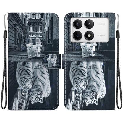 For Xiaomi Redmi K70 Pro / K70 Crystal Texture Colored Drawing Leather Phone Case(Cat Tiger Reflection) by buy2fix
