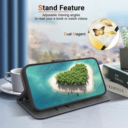 For Xiaomi Redmi K70 Pro / K70 Crystal Texture Colored Drawing Leather Phone Case(Gold Butterfly Epiphyllum) by buy2fix