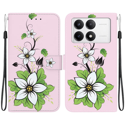 For Xiaomi Redmi K70 Pro / K70 Crystal Texture Colored Drawing Leather Phone Case(Lily) by buy2fix