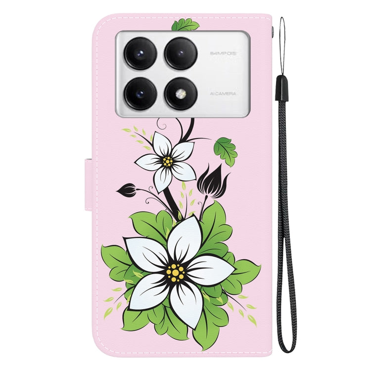 For Xiaomi Redmi K70 Pro / K70 Crystal Texture Colored Drawing Leather Phone Case(Lily) by buy2fix