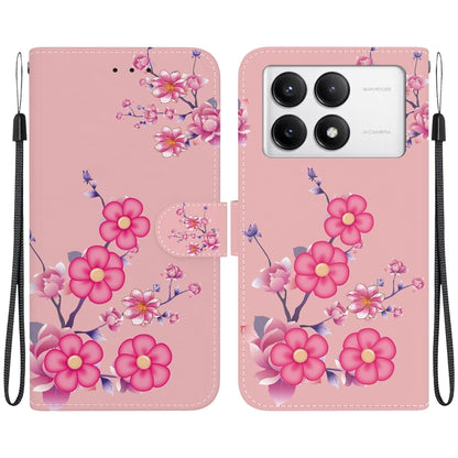 For Xiaomi Redmi K70 Pro / K70 Crystal Texture Colored Drawing Leather Phone Case(Cherry Blossoms) by buy2fix