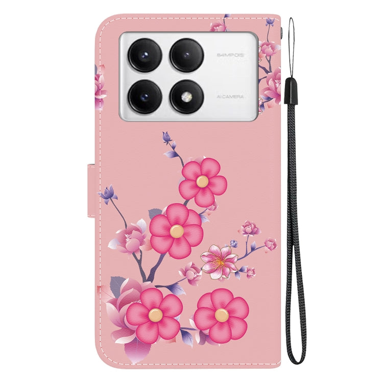 For Xiaomi Redmi K70 Pro / K70 Crystal Texture Colored Drawing Leather Phone Case(Cherry Blossoms) by buy2fix