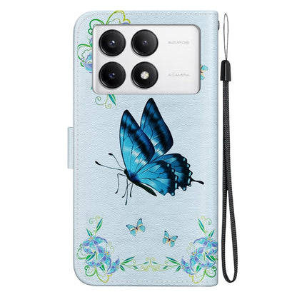 For Xiaomi Redmi K70 Pro / K70 Crystal Texture Colored Drawing Leather Phone Case(Blue Pansies) by buy2fix