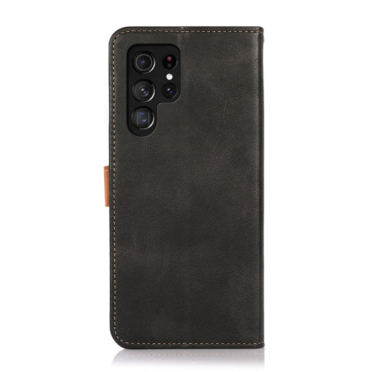 For Samsung Galaxy S25 Ultra 5G KHAZNEH Dual-color Cowhide Texture Flip Leather Phone Case(Black) by buy2fix