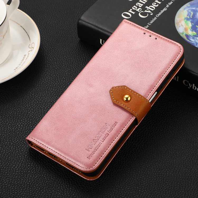 For Samsung Galaxy S25 Ultra 5G KHAZNEH Dual-color Cowhide Texture Flip Leather Phone Case(Rose Gold) by buy2fix