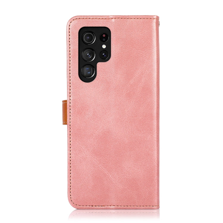 For Samsung Galaxy S25 Ultra 5G KHAZNEH Dual-color Cowhide Texture Flip Leather Phone Case(Rose Gold) by buy2fix