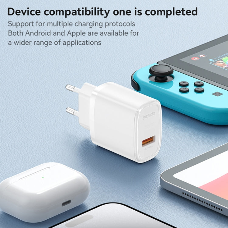 Yesido YC66 PD 18W USB Fast Charger, Specification:EU Plug(White) - USB Charger by Yesido | Online Shopping UK | buy2fix
