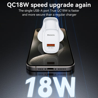Yesido YC85C 18W USB Fast Charger with USB to USB-C / Type-C Cable, Specification:UK Plug(White) - USB Charger by Yesido | Online Shopping UK | buy2fix