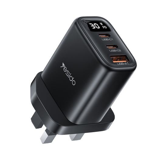 Yesido YC88 30W USB + Dual USB-C / Type-C Digital Display Charger, Specification:UK Plug(Black) - USB Charger by Yesido | Online Shopping UK | buy2fix