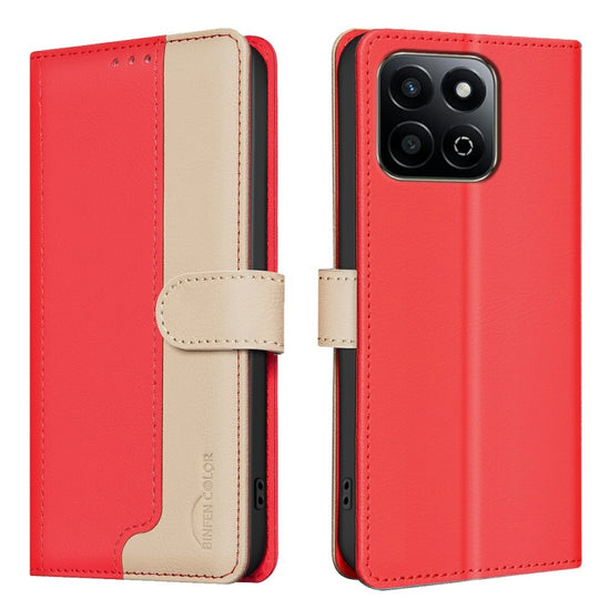 For Honor 200 Smart / X7C Color Matching RFID Anti-theft Leather Phone Case(Red)