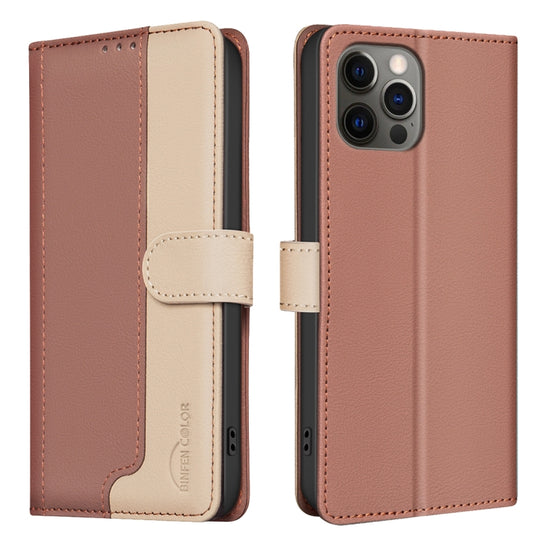 For iPhone 16 Pro Max Color Matching RFID Anti-theft Leather Phone Case(Brown) by buy2fix