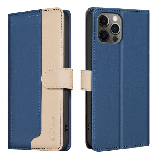 For iPhone 16 Pro Max Color Matching RFID Anti-theft Leather Phone Case(Blue) by buy2fix
