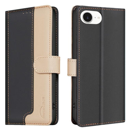 For iPhone 16e Color Matching RFID Anti-theft Leather Phone Case(Black) by buy2fix