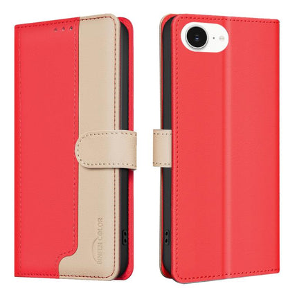 For iPhone 16e Color Matching RFID Anti-theft Leather Phone Case(Red) by buy2fix
