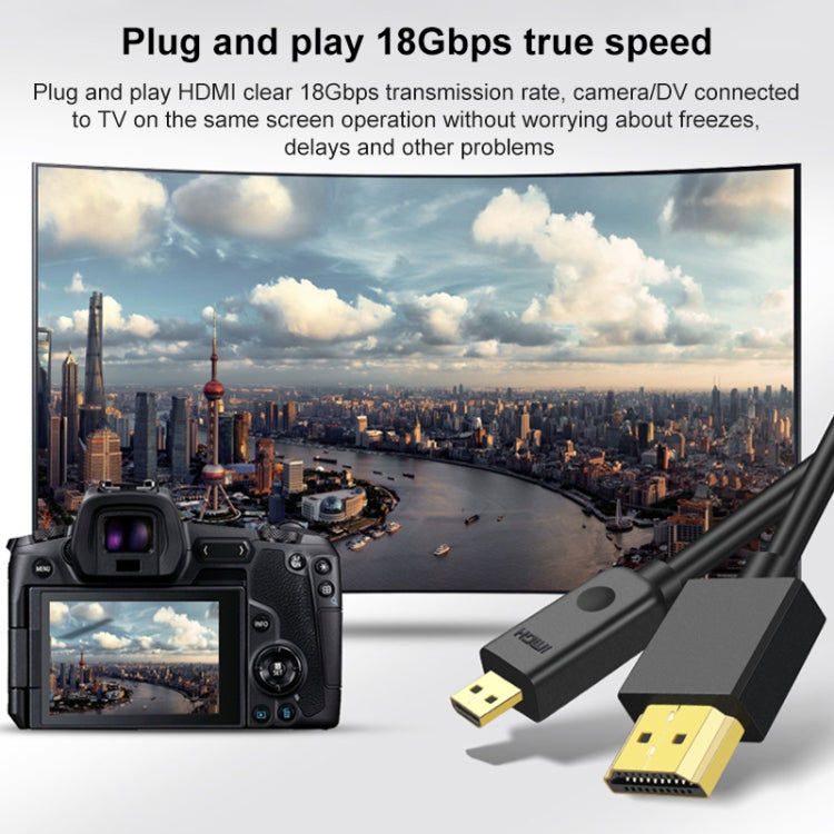 HDMI to Micro HDMI 4K UHD 18Gbps Video Connection Cable, Length:0.3m(Black) by buy2fix
