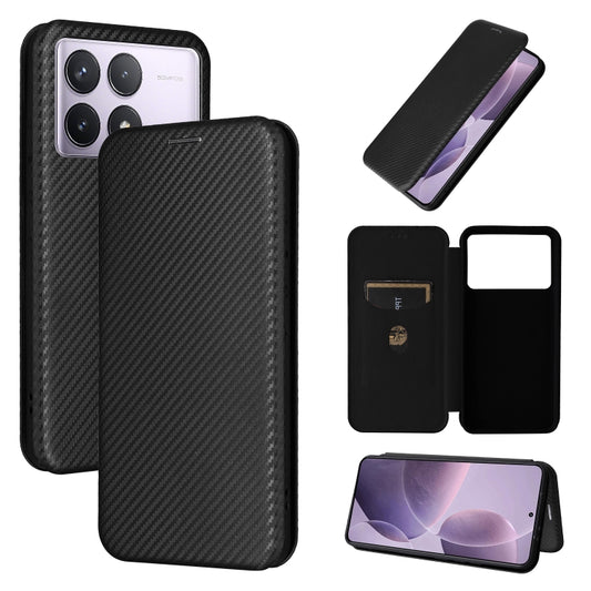 For Redmi K70 Carbon Fiber Texture Flip Leather Phone Case(Black) - Xiaomi Cases by buy2fix | Online Shopping UK | buy2fix