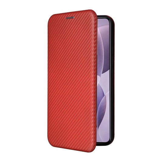 For Redmi K70 Carbon Fiber Texture Flip Leather Phone Case(Brown) - Xiaomi Cases by buy2fix | Online Shopping UK | buy2fix