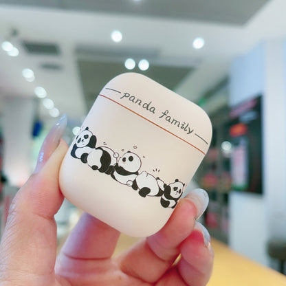 For AirPods 2 / 1 Panda Pattern Earbuds Box Frosted TPU Case(Panda Family) - For AirPods 1/2 by buy2fix | Online Shopping UK | buy2fix