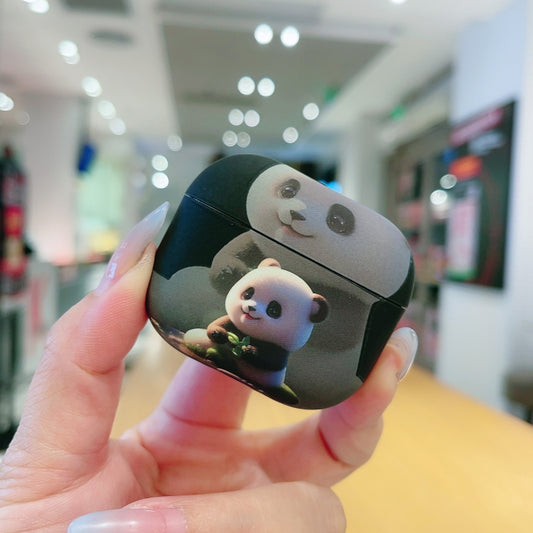 For AirPods 3 Phantom Panda Pattern Earbuds Box Frosted TPU Case(Black) - For AirPods 3 by buy2fix | Online Shopping UK | buy2fix
