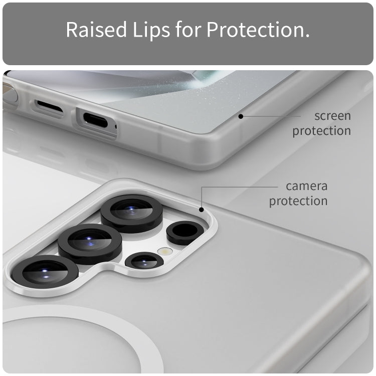 For Samsung Galaxy S25 Ultra MagSafe Frosted Translucent TPU + PC Full Coverage Phone Case(White) by buy2fix