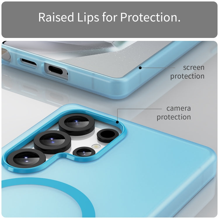 For Samsung Galaxy S25 Ultra MagSafe Frosted Translucent TPU + PC Full Coverage Phone Case(Blue) by buy2fix
