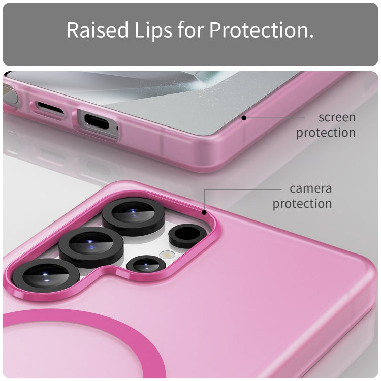 For Samsung Galaxy S25 Ultra MagSafe Frosted Translucent TPU + PC Full Coverage Phone Case(Pink) by buy2fix
