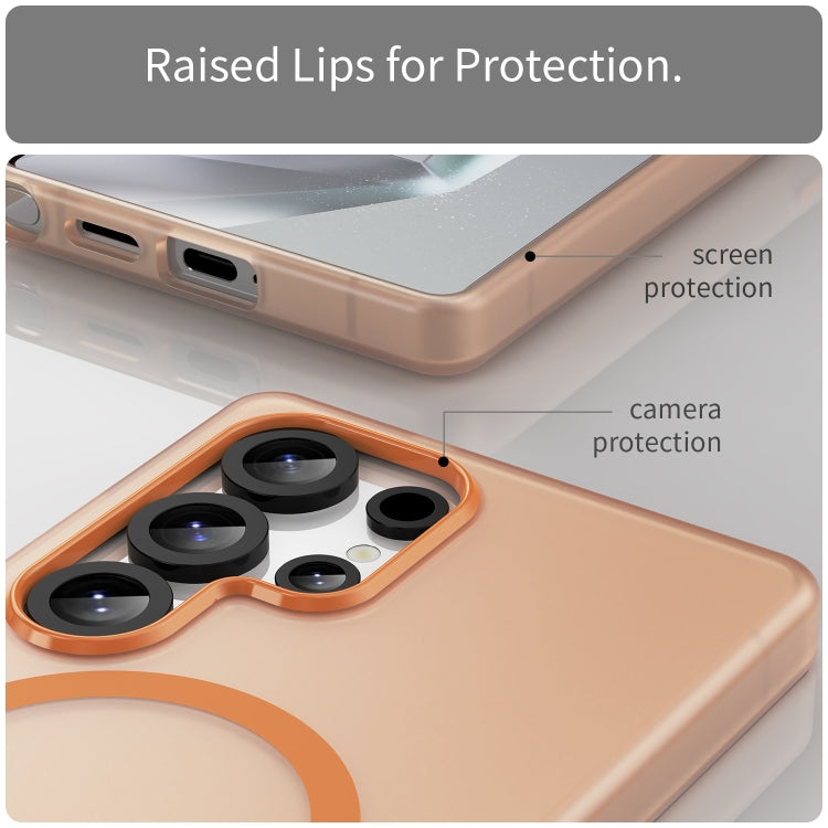 For Samsung Galaxy S25 Ultra MagSafe Frosted Translucent TPU + PC Full Coverage Phone Case(Orange) by buy2fix