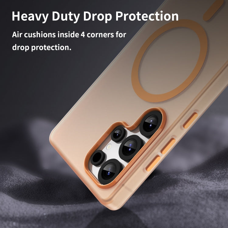 For Samsung Galaxy S25 Ultra MagSafe Frosted Translucent TPU + PC Full Coverage Phone Case(Orange) by buy2fix