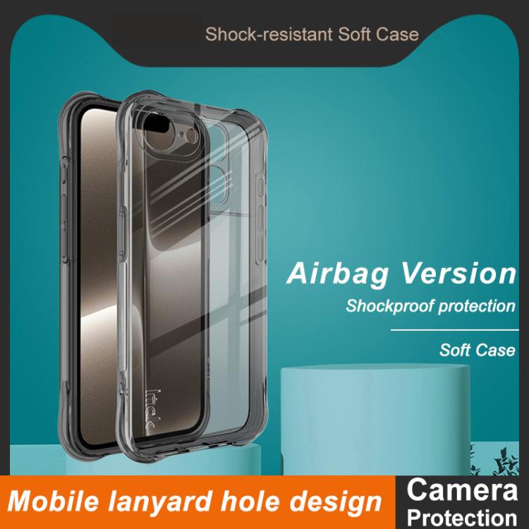 For iPhone 16e imak Shockproof Airbag TPU Phone Case(Transparent Black) - iPhone 16e Cases by imak | Online Shopping UK | buy2fix
