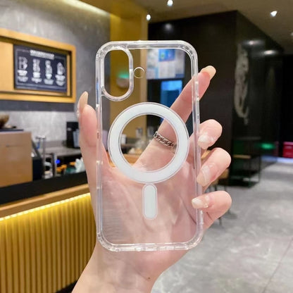 For iPhone 16 Plus Large Hole Camera MagSafe Magnetic Clear Acrylic TPU Case(Transparent) by buy2fix