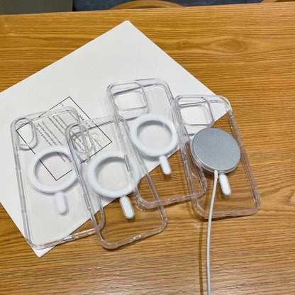 For iPhone 16 Large Hole Camera MagSafe Magnetic Clear Acrylic TPU Case(Transparent) by buy2fix